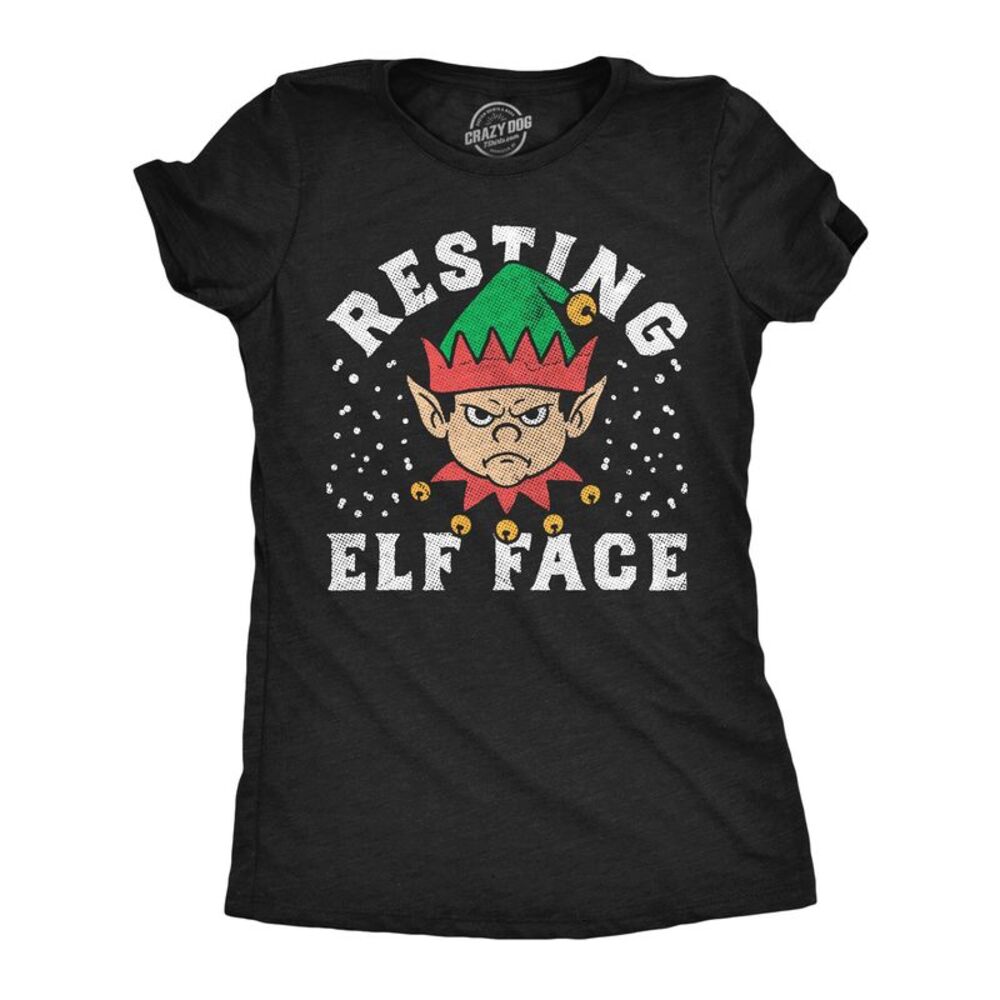 Womens Funny T Shirts Resting Elf Face Christmas Tee For Ladies